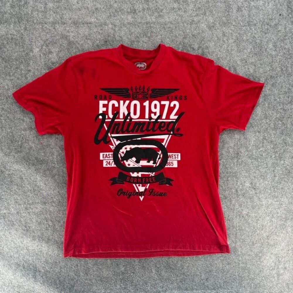 Ecko Unlimited T Shirt Mens L Red Born Free Road Kings Original Issue Tee